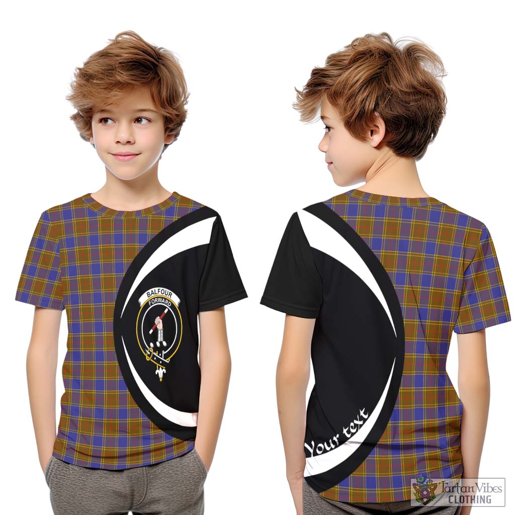 Balfour Tartan Kid T-Shirt with Family Crest Circle Style Youth XL Size14 - Tartan Vibes Clothing