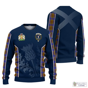 Balfour Tartan Knitted Sweatshirt with Family Crest and Scottish Thistle Vibes Sport Style