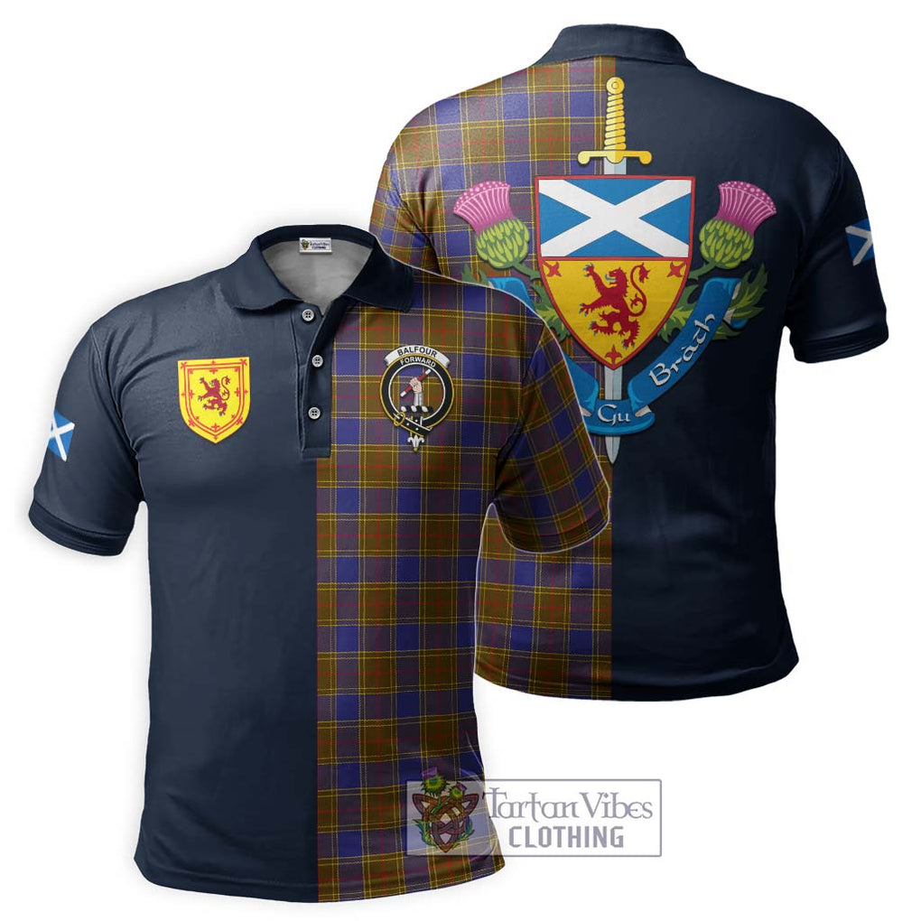 Tartan Vibes Clothing Balfour Modern Tartan Polo Shirt with Scottish Lion Royal Arm Half Style