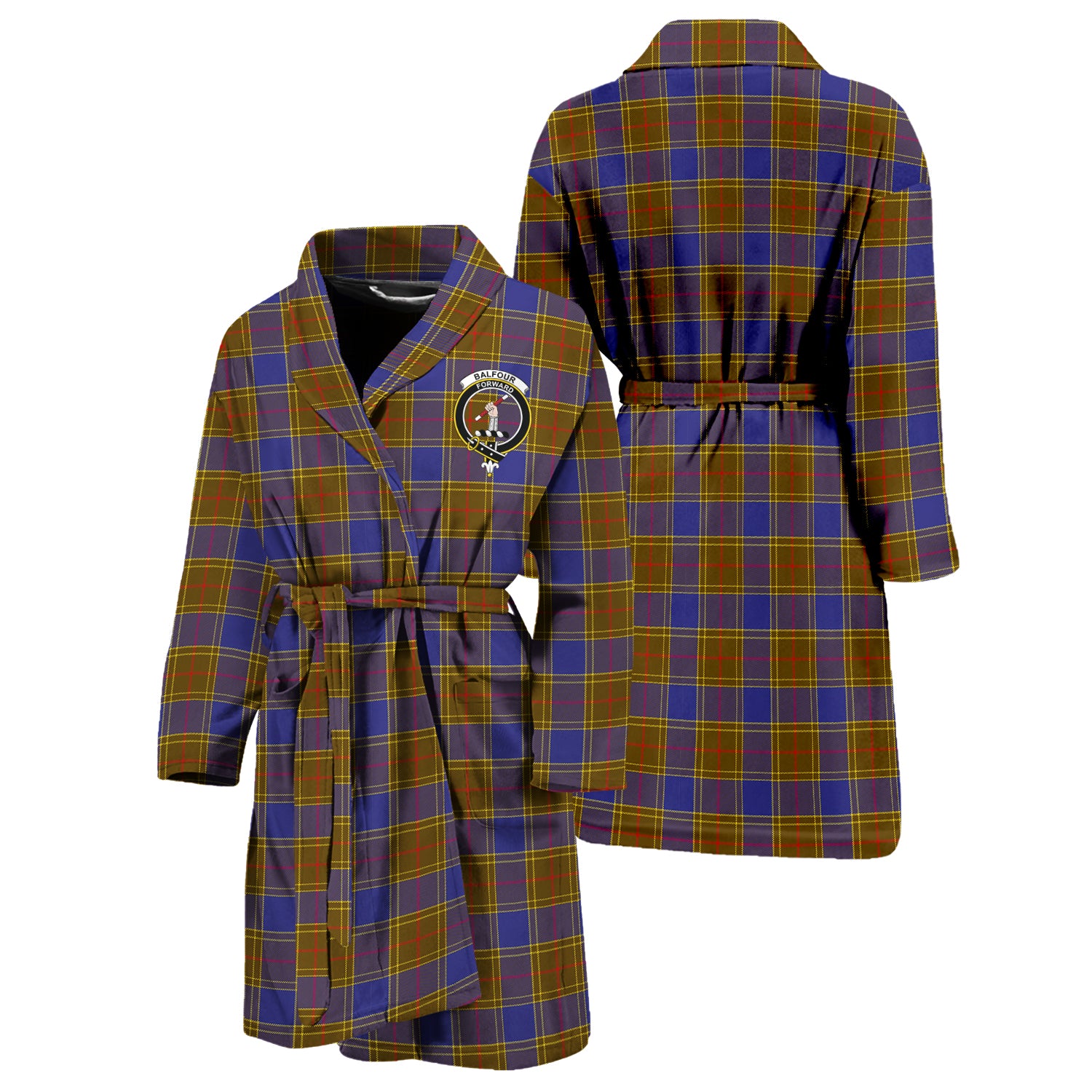 Balfour Tartan Bathrobe with Family Crest Unisex S - Tartan Vibes Clothing