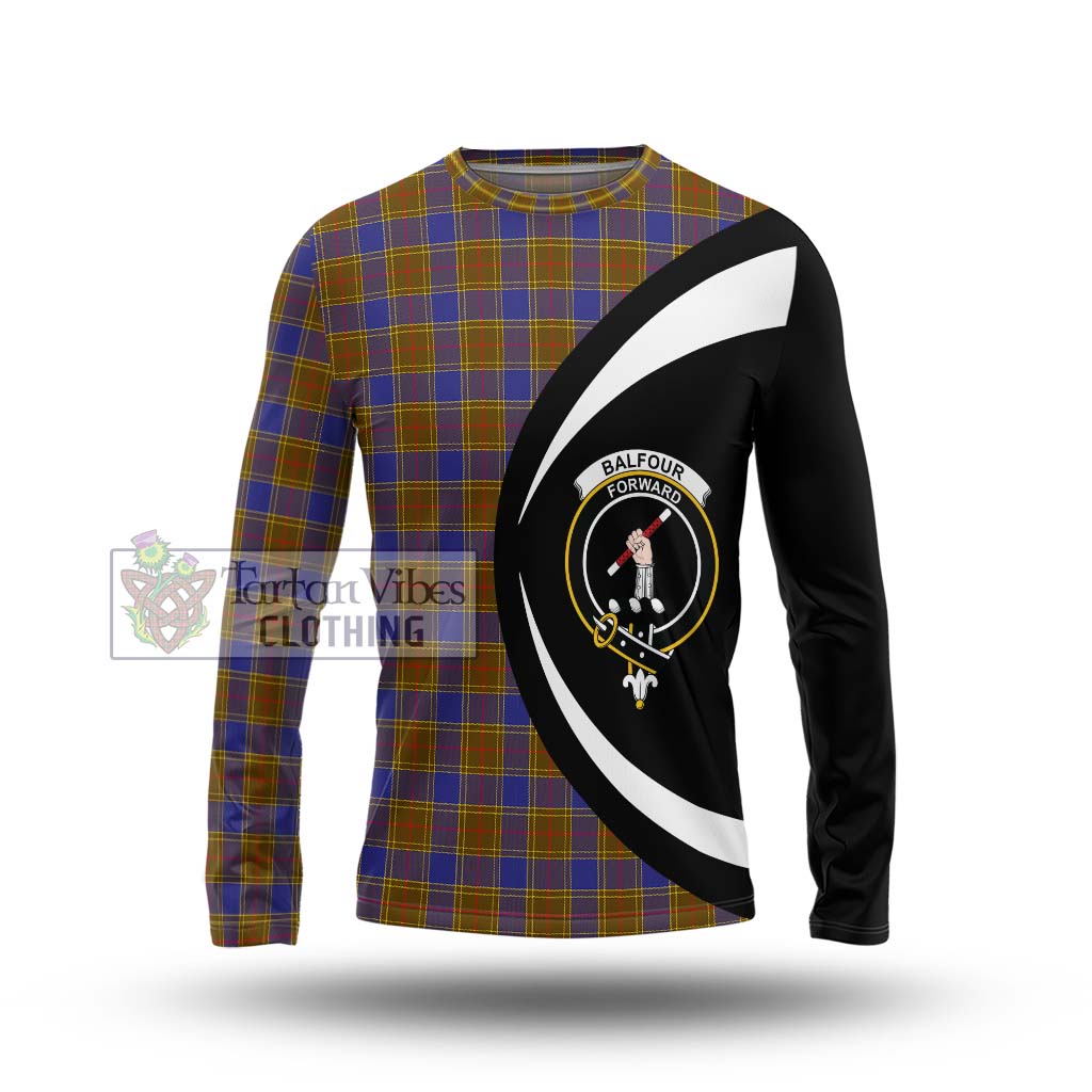 Balfour Tartan Long Sleeve T-Shirt with Family Crest Circle Style Unisex - Tartan Vibes Clothing