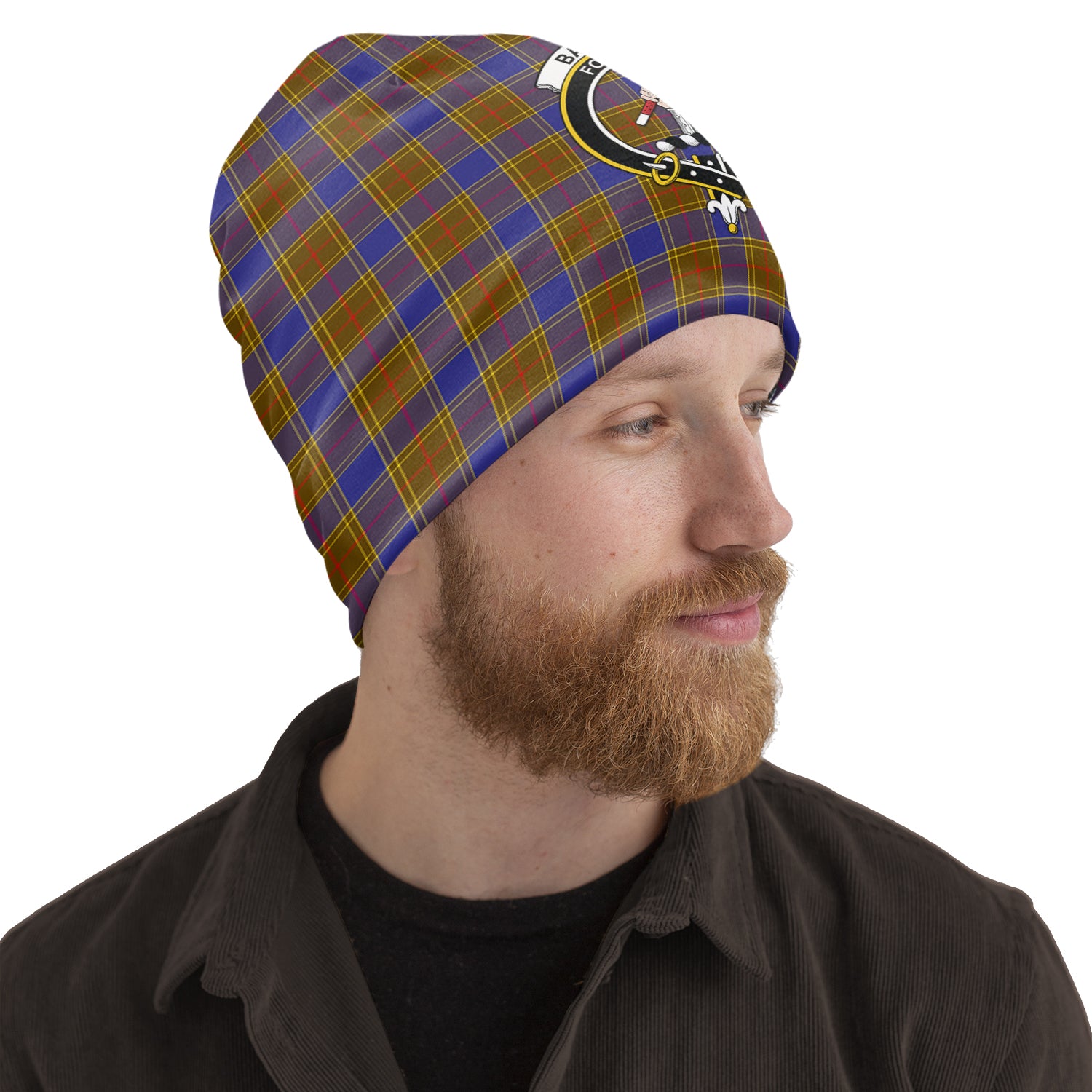 Balfour Tartan Beanies Hat with Family Crest One Size 10.5*10.2 inches - Tartan Vibes Clothing