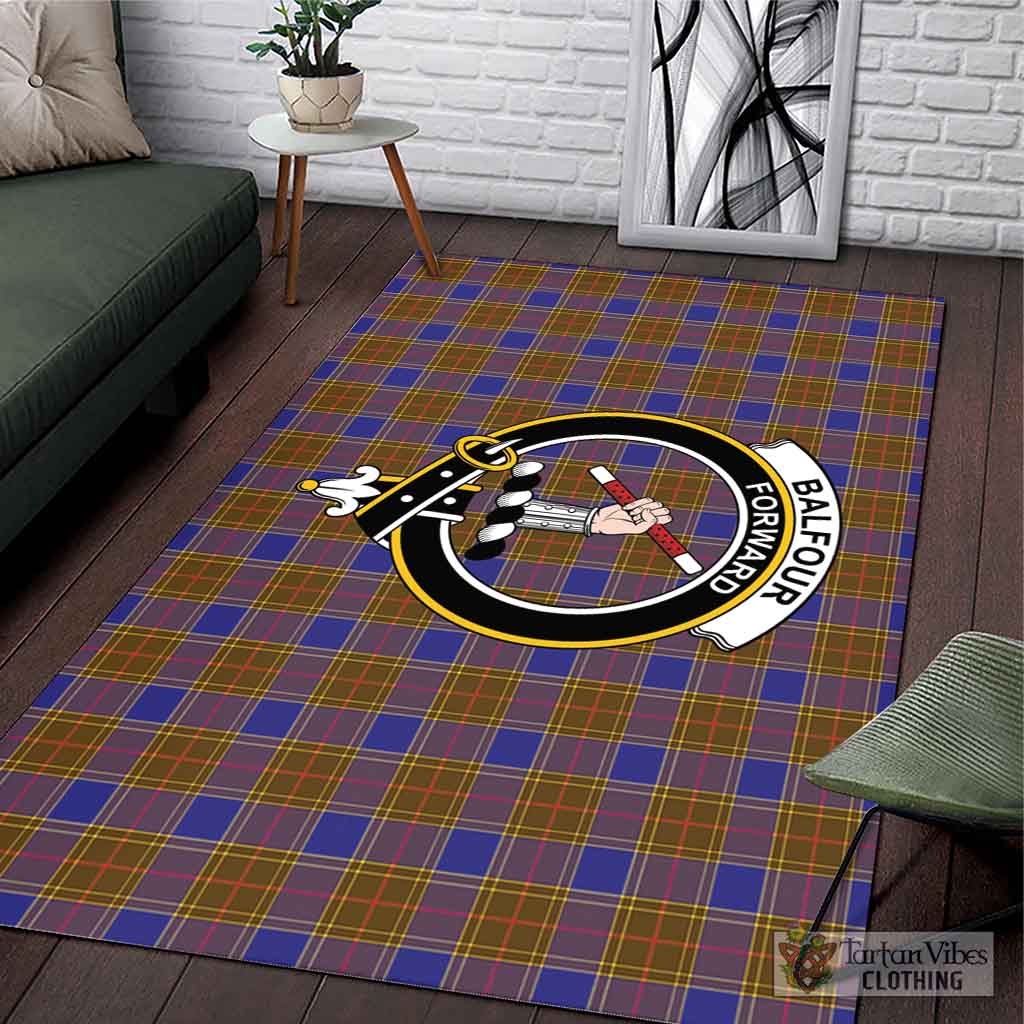 Tartan Vibes Clothing Balfour Modern Tartan Area Rug with Family Crest