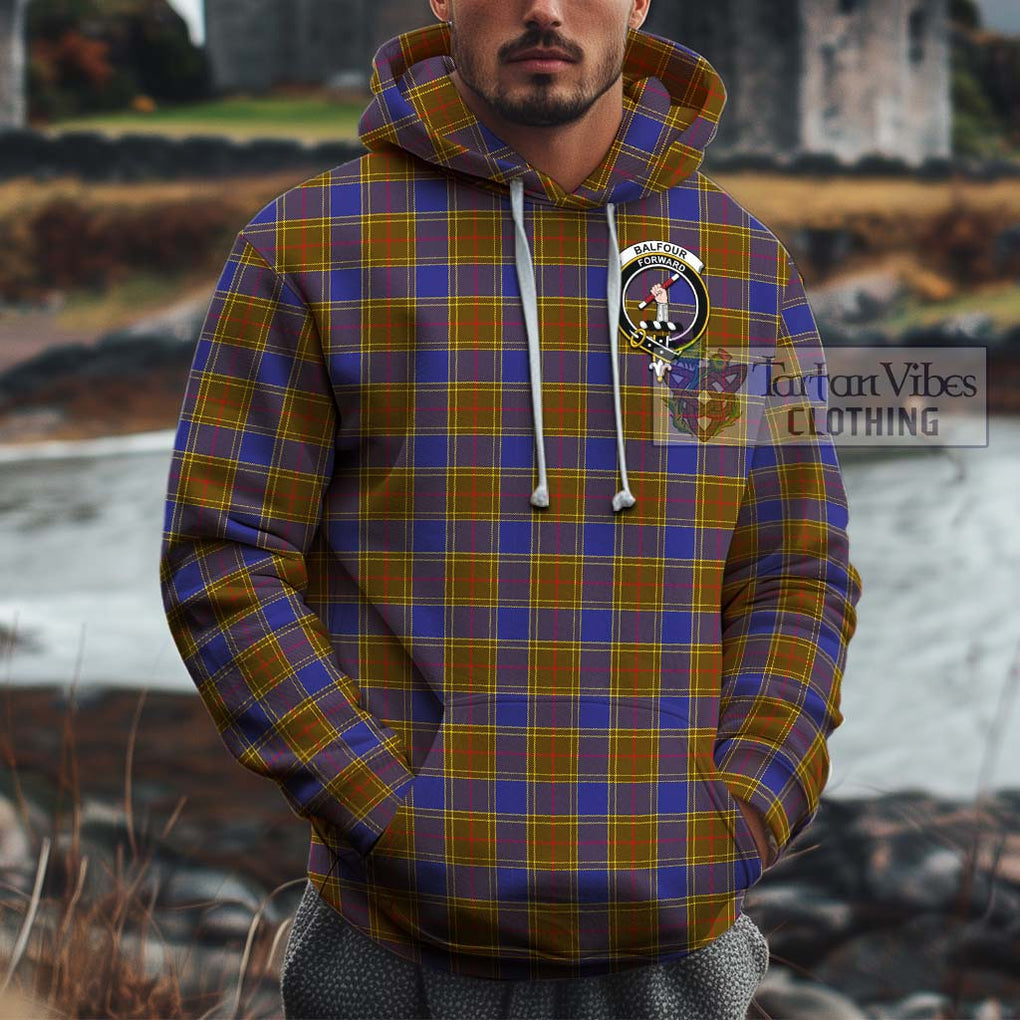 Balfour Tartan Cotton Hoodie with Family Crest Pullover Hoodie XS - Tartan Vibes Clothing