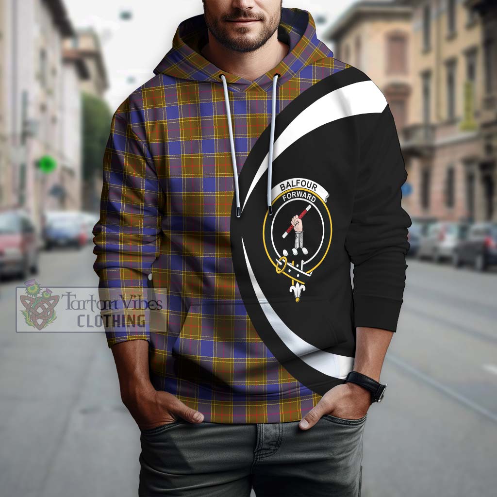 Tartan Vibes Clothing Balfour Modern Tartan Hoodie with Family Crest Circle Style