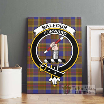 Balfour Tartan Canvas Print Wall Art with Family Crest