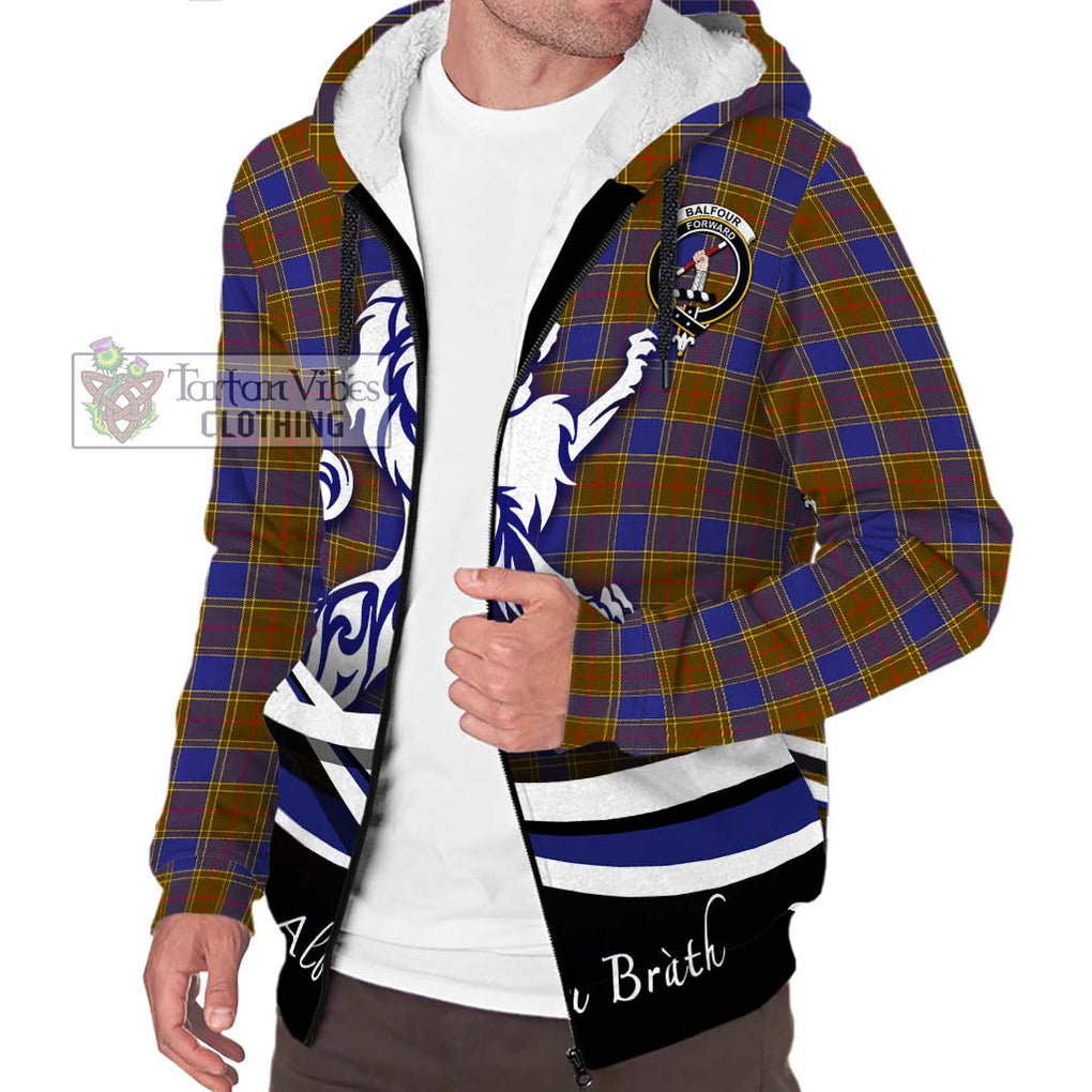 Balfour Tartan Sherpa Hoodie with Alba Gu Brath Regal Lion Emblem Unisex S - Tartanvibesclothing Shop