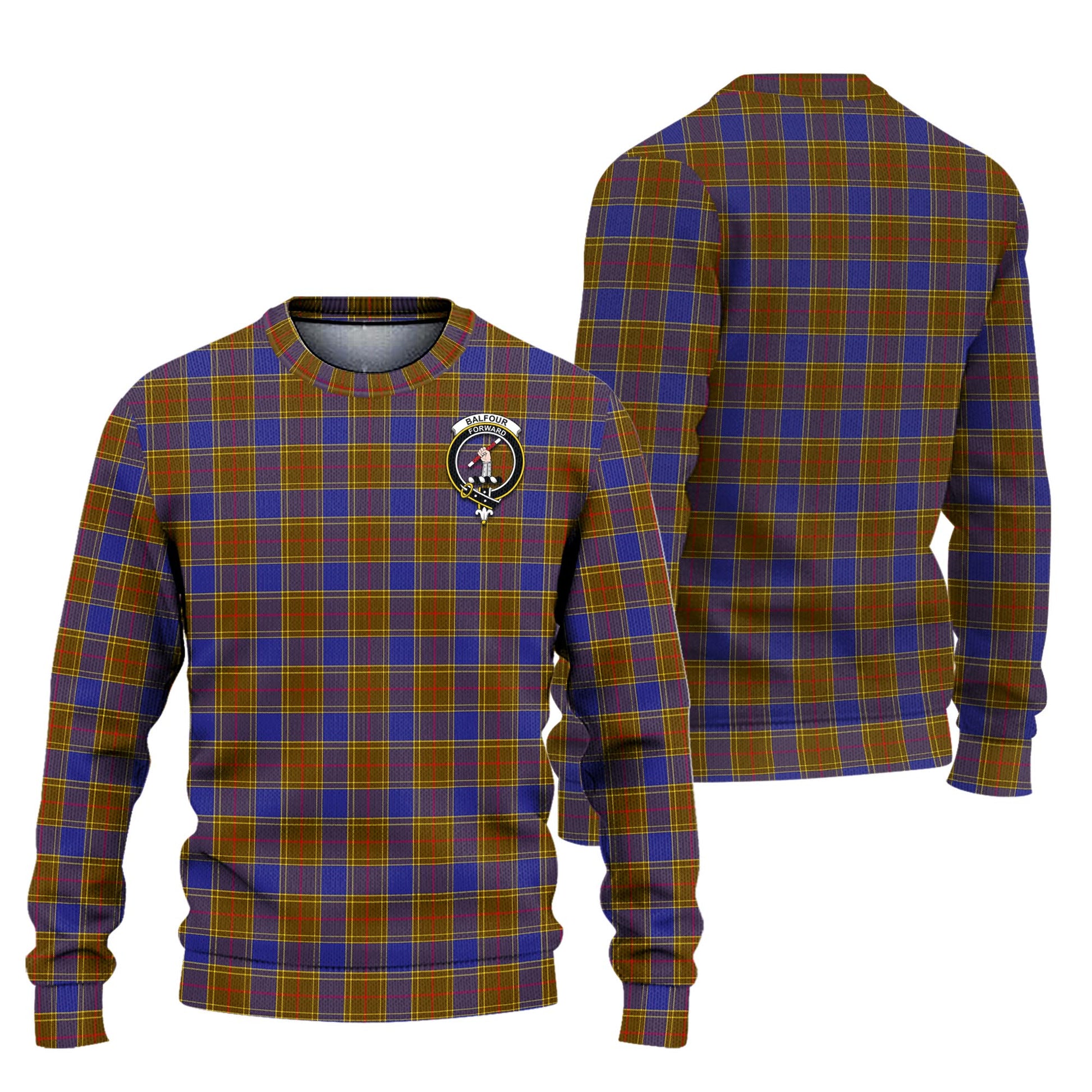 Balfour Modern Tartan Knitted Sweater with Family Crest Unisex - Tartanvibesclothing