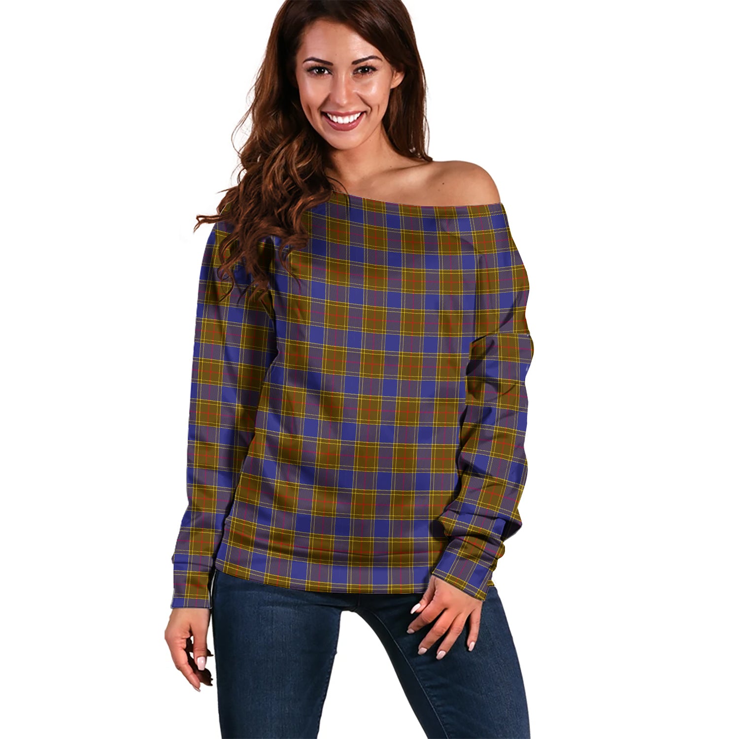 Balfour Modern Tartan Off Shoulder Women Sweater Women - Tartanvibesclothing