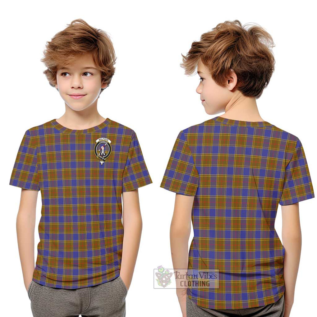 Balfour Tartan Kid T-Shirt with Family Crest Youth XL Size14 - Tartanvibesclothing Shop