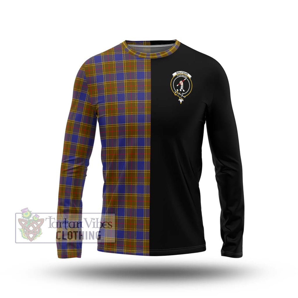 Balfour Tartan Long Sleeve T-Shirt with Family Crest and Half Of Me Style Unisex - Tartanvibesclothing Shop