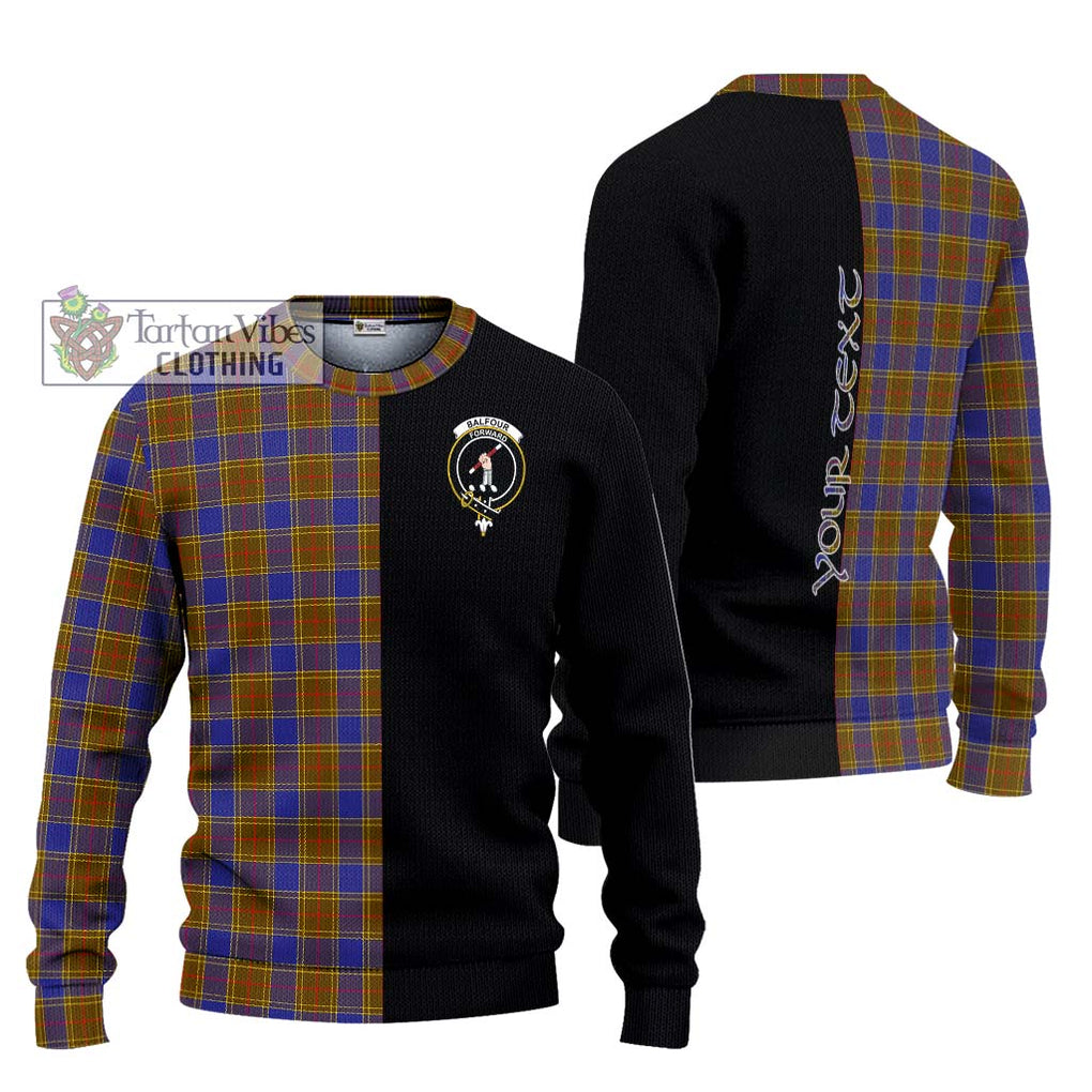 Balfour Tartan Knitted Sweater with Family Crest and Half Of Me Style Unisex - Tartanvibesclothing Shop