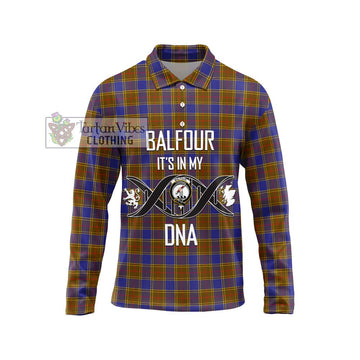 Balfour Tartan Long Sleeve Polo Shirt with Family Crest DNA In Me Style