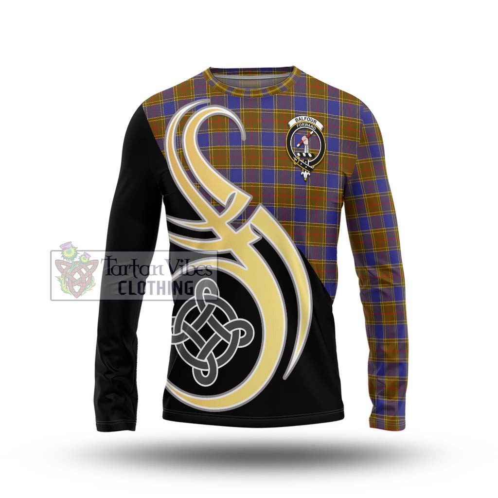 Balfour Tartan Long Sleeve T-Shirt with Family Crest and Celtic Symbol Style Unisex - Tartan Vibes Clothing