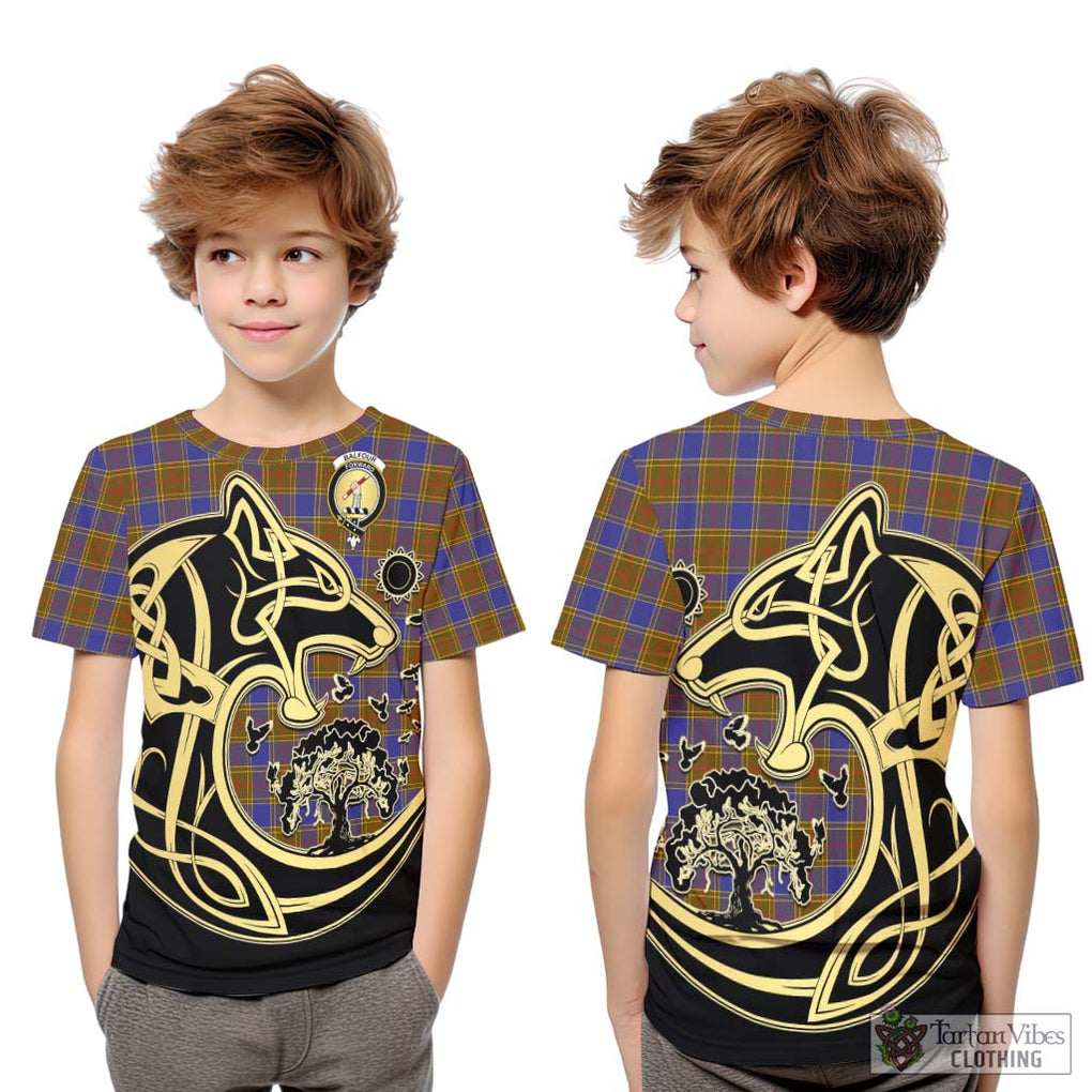 Balfour Tartan Kid T-Shirt with Family Crest Celtic Wolf Style Youth XL Size14 - Tartan Vibes Clothing