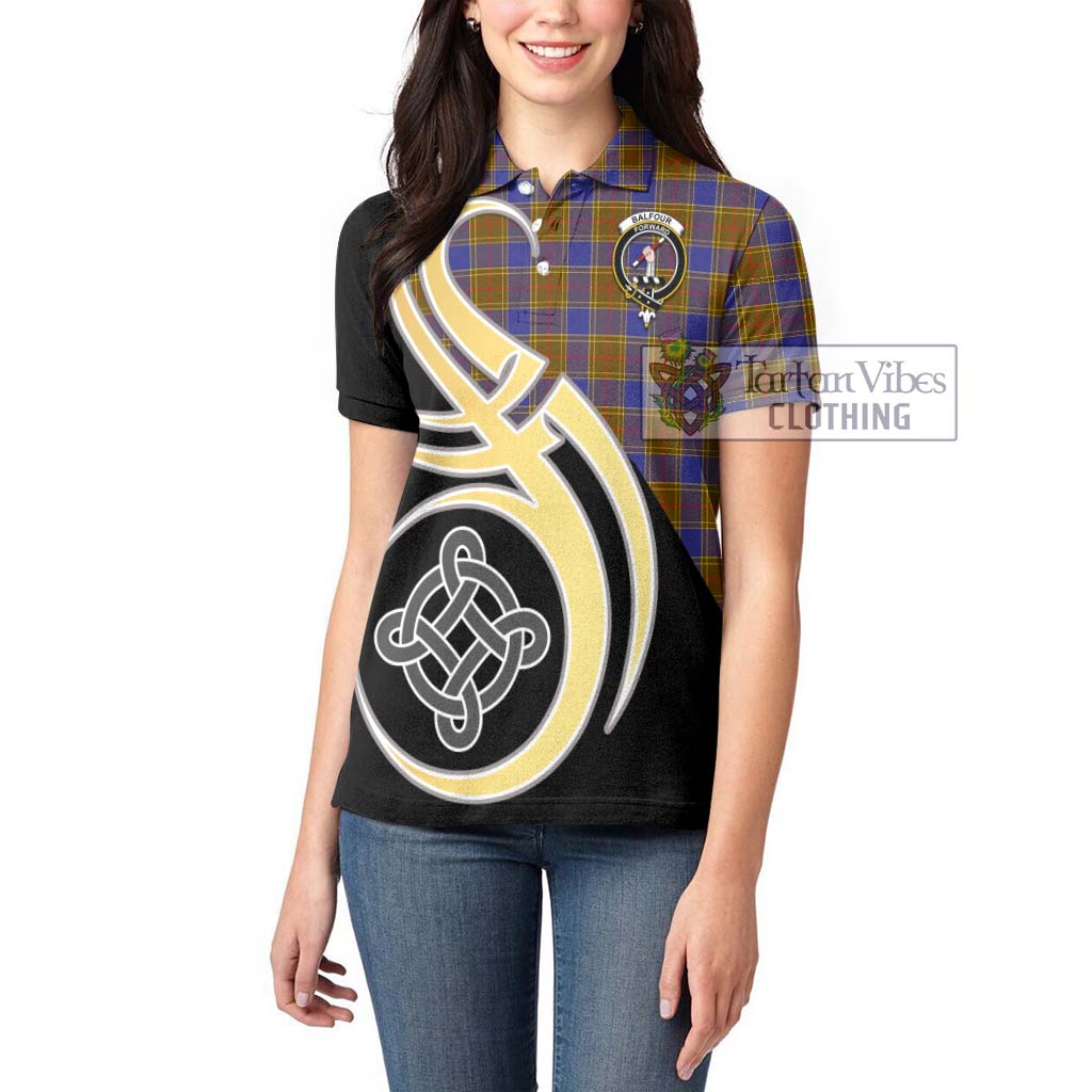 Balfour Tartan Women's Polo Shirt with Family Crest and Celtic Symbol Style Women - Tartan Vibes Clothing