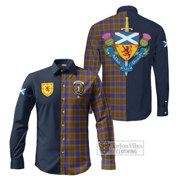 Balfour Tartan Long Sleeve Button Shirt Alba with Scottish Lion Royal Arm Half Style