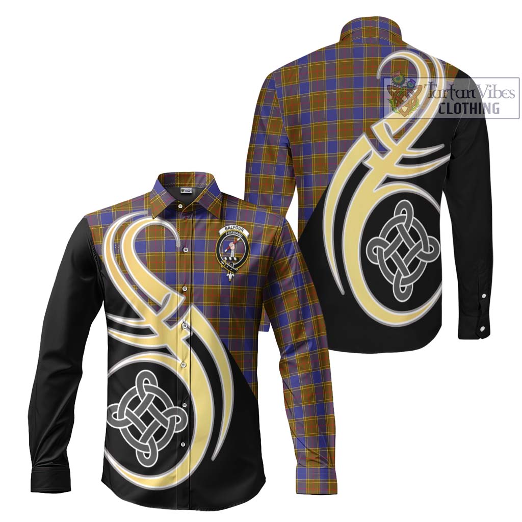 Balfour Tartan Long Sleeve Button Shirt with Family Crest and Celtic Symbol Style Men's Shirt S - Tartan Vibes Clothing