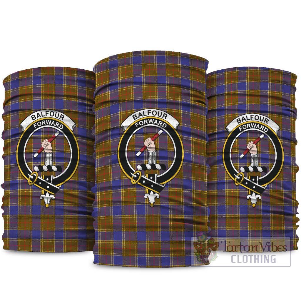 Balfour Modern Tartan Neck Gaiters, Tartan Bandanas, Tartan Head Band with Family Crest