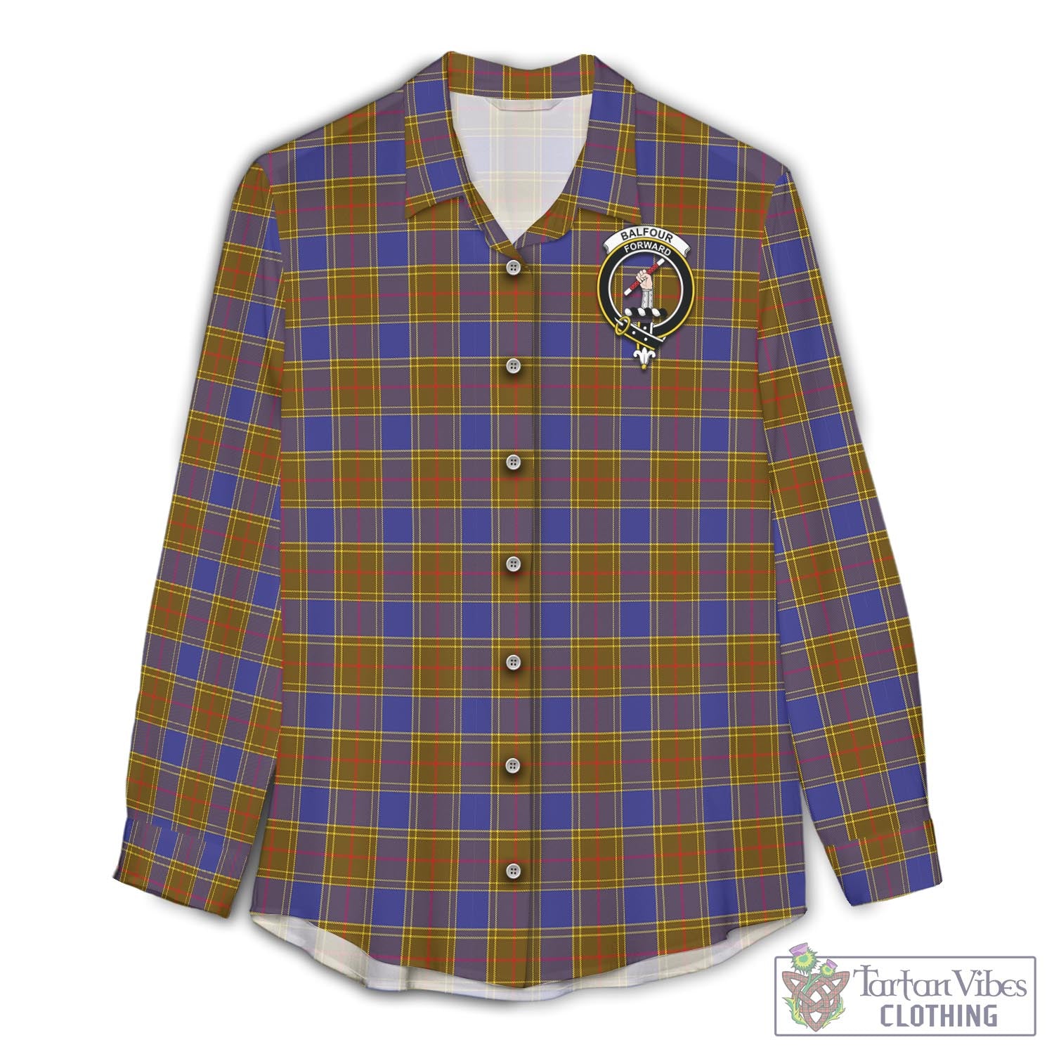 Tartan Vibes Clothing Balfour Modern Tartan Womens Casual Shirt with Family Crest