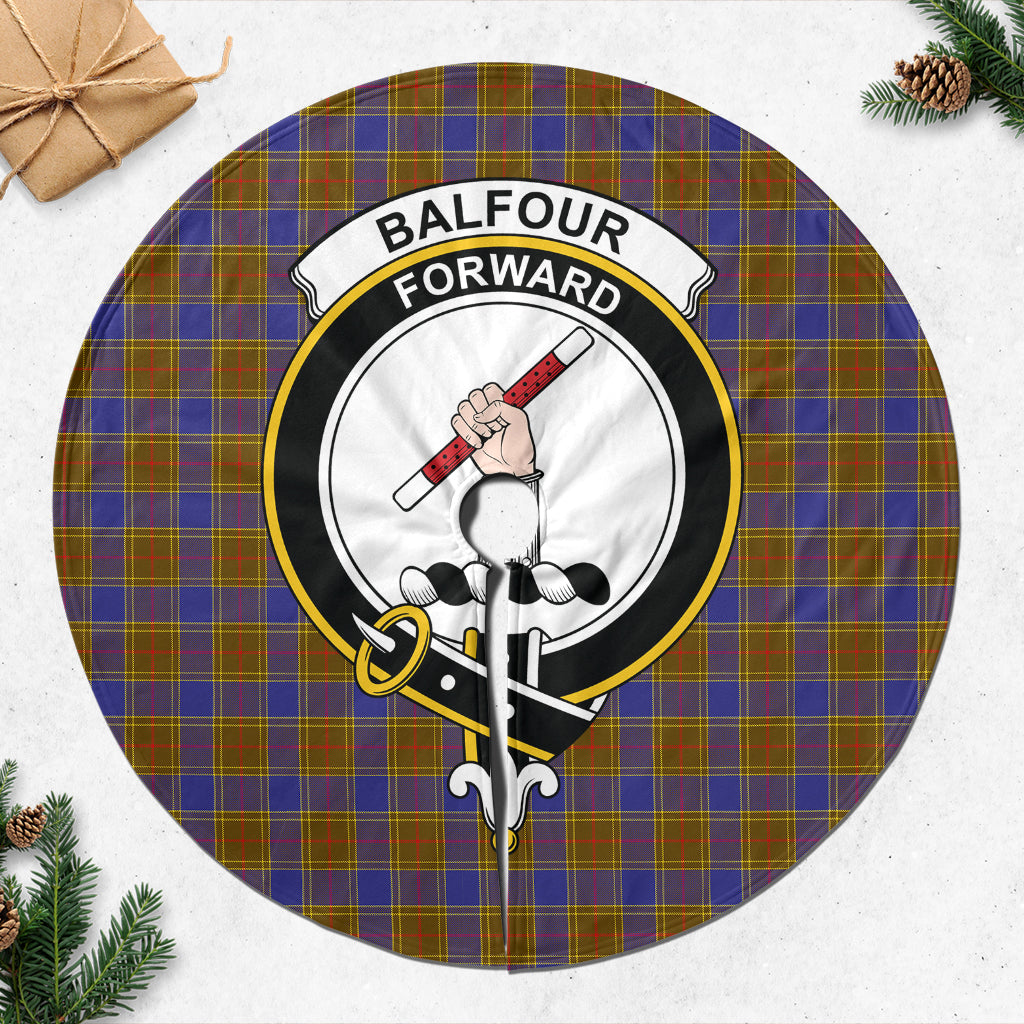 Balfour Modern Tartan Christmas Tree Skirt with Family Crest - Tartanvibesclothing