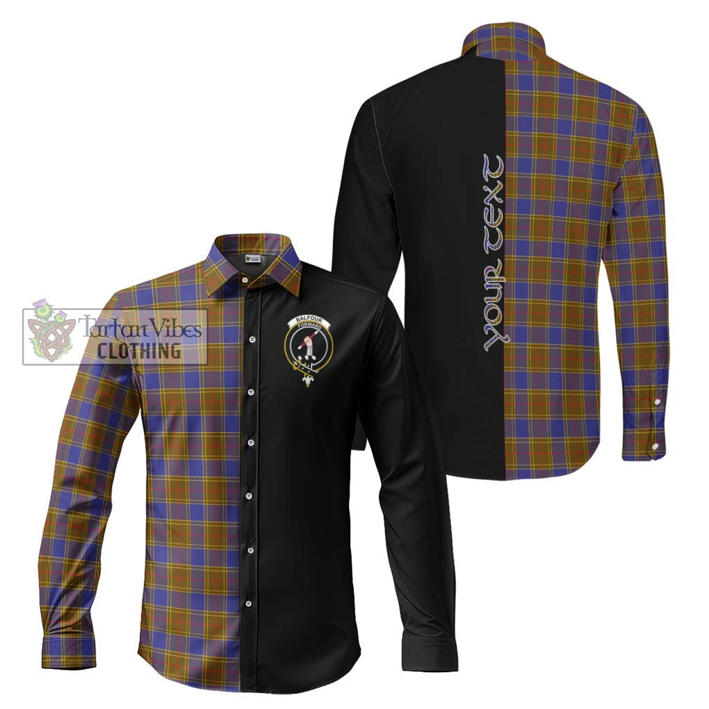 Balfour Tartan Long Sleeve Button Shirt with Family Crest and Half Of Me Style Men's Shirt S - Tartanvibesclothing Shop