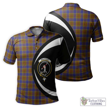 Balfour Tartan Men's Polo Shirt with Family Crest Circle Style