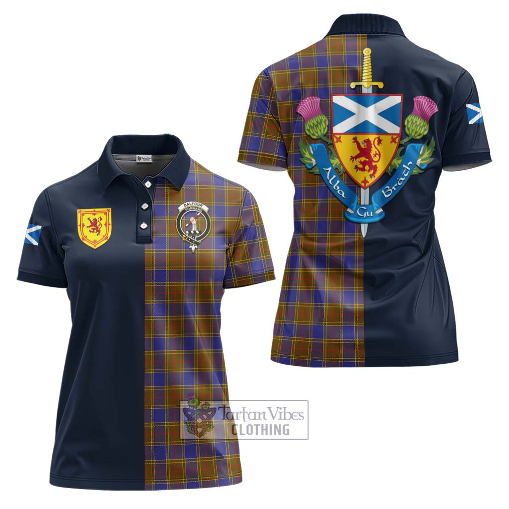 Tartan Vibes Clothing Balfour Modern Tartan Women's Polo Shirt with Scottish Lion Royal Arm Half Style