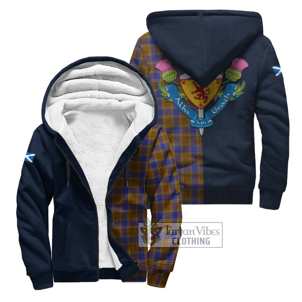 Tartan Vibes Clothing Balfour Modern Tartan Sherpa Hoodie with Scottish Lion Royal Arm Half Style