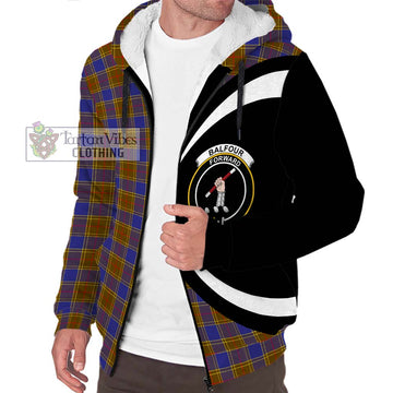 Balfour Tartan Sherpa Hoodie with Family Crest Circle Style