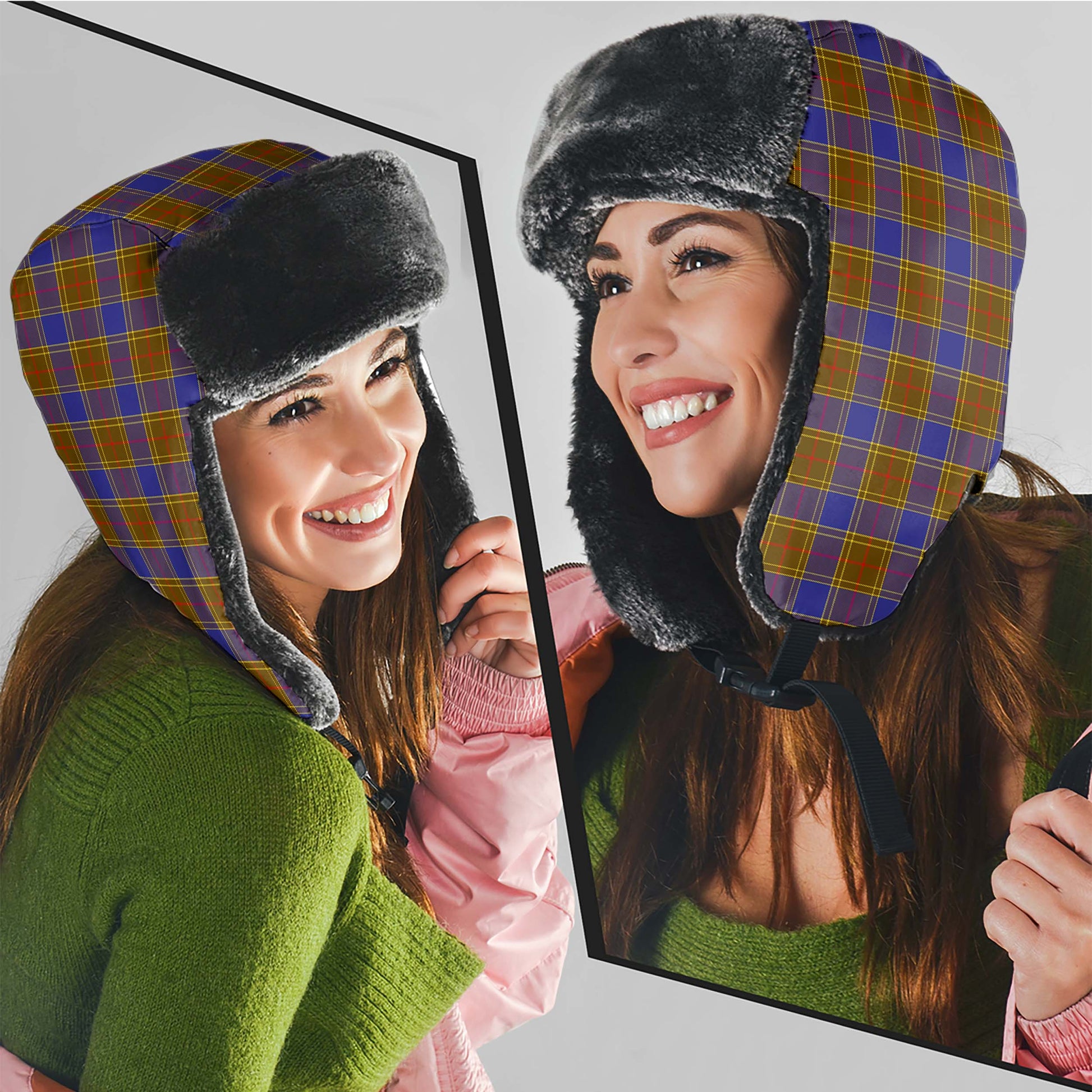 Balfour Modern Tartan Winter Trapper Hat Winter Trapper Hat Universal Fit Circumference 22.8in (58cm) - Tartanvibesclothing