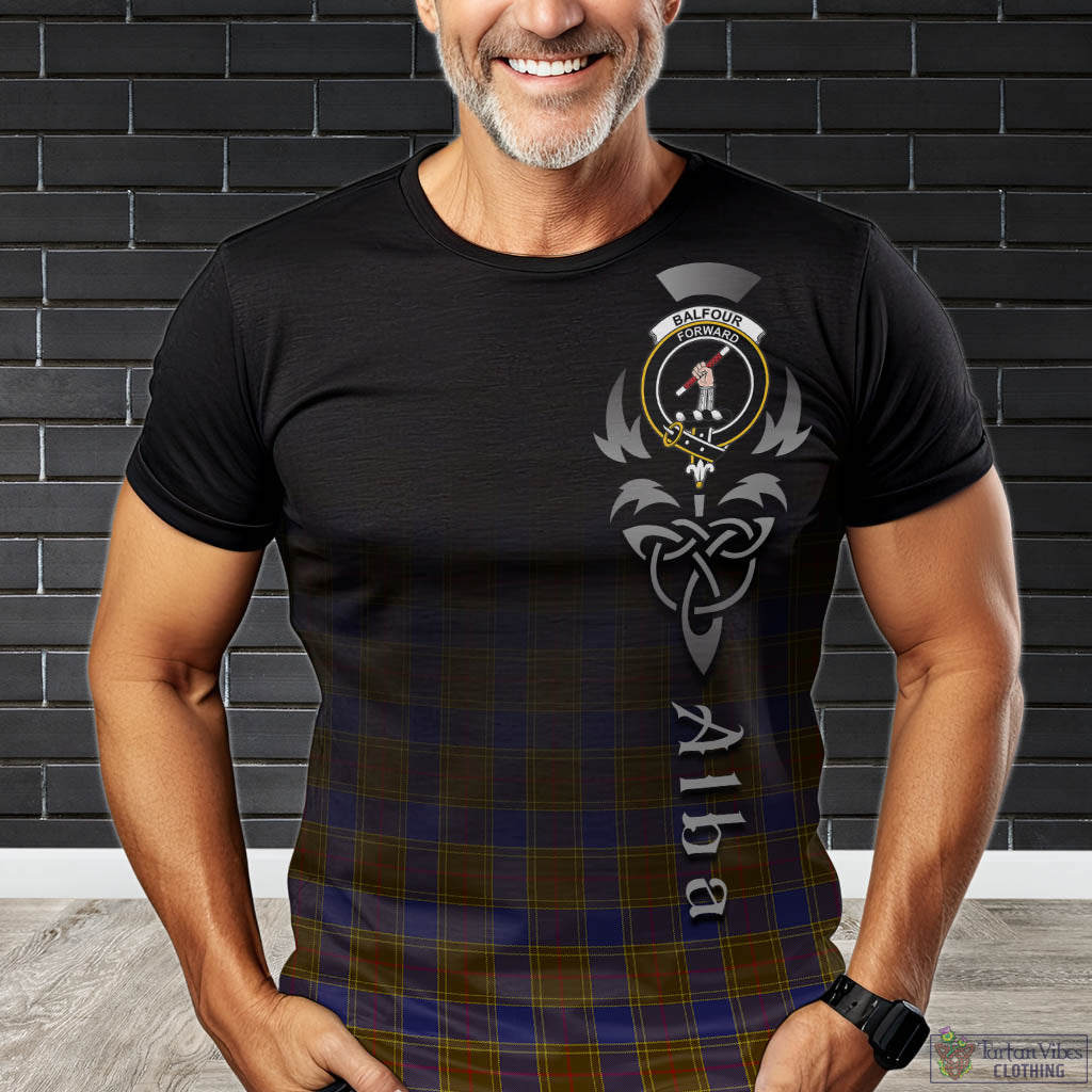 Tartan Vibes Clothing Balfour Modern Tartan T-Shirt Featuring Alba Gu Brath Family Crest Celtic Inspired