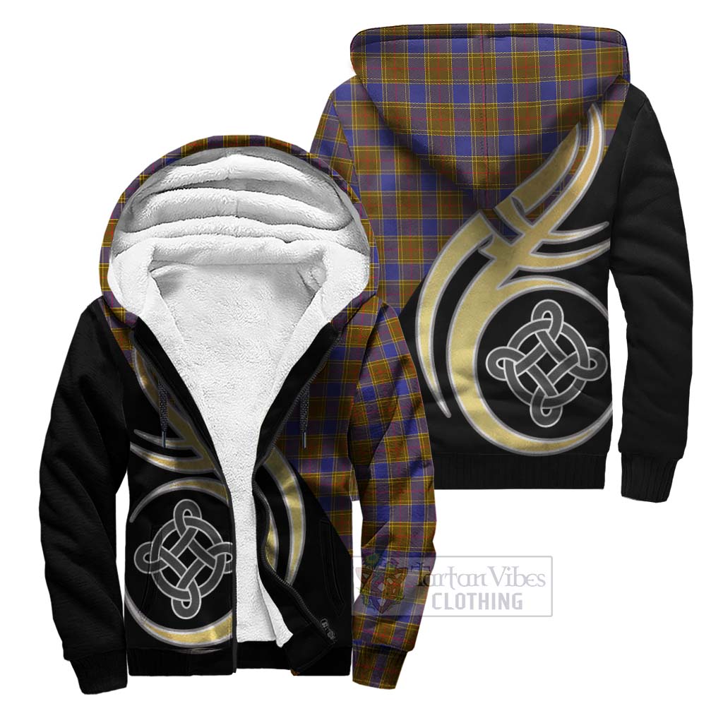 Balfour Tartan Sherpa Hoodie with Family Crest and Celtic Symbol Style Unisex S - Tartan Vibes Clothing