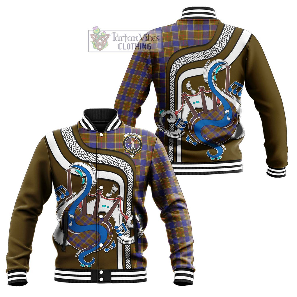 Tartan Vibes Clothing Balfour Modern Tartan Baseball Jacket with Epic Bagpipe Style