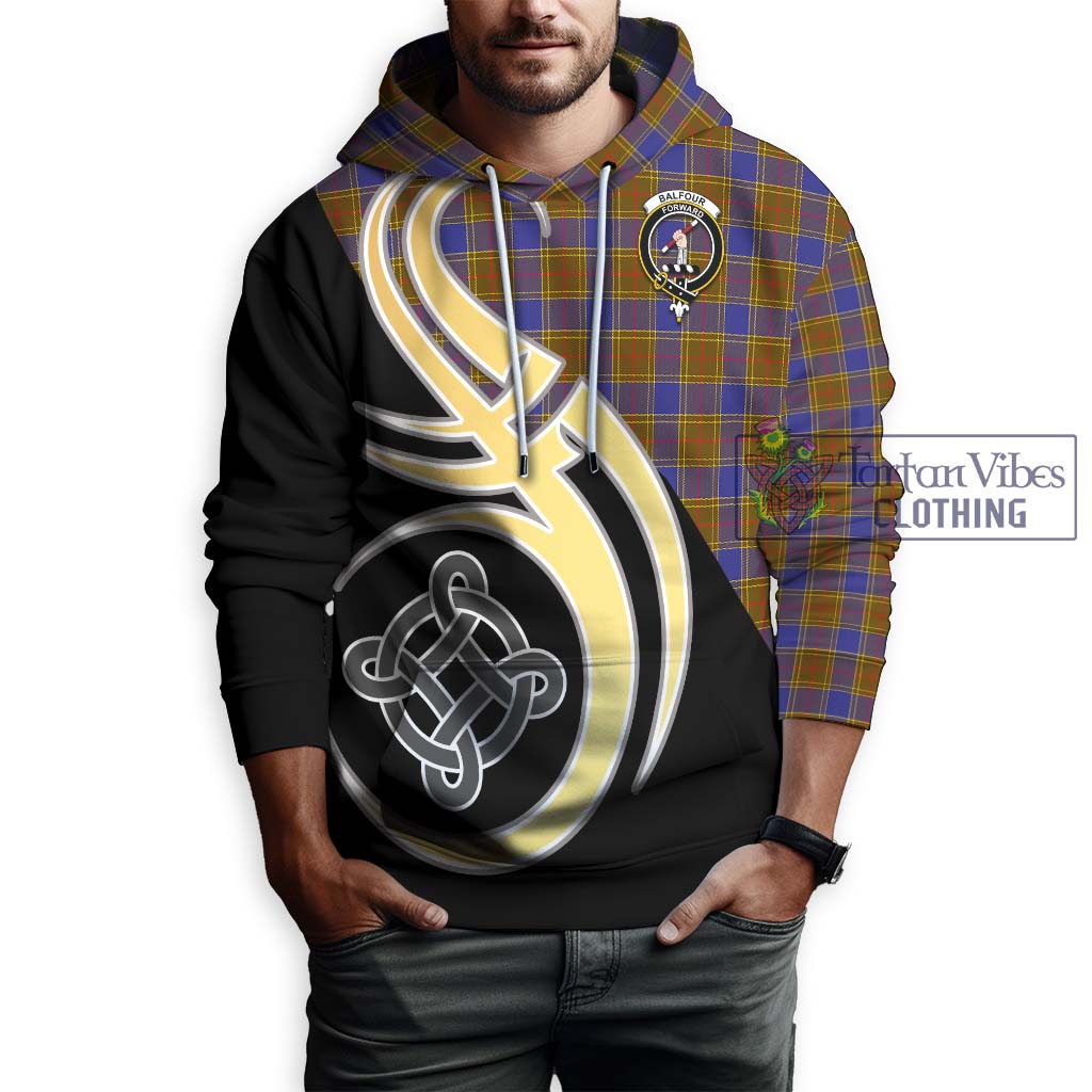 Balfour Tartan Hoodie with Family Crest and Celtic Symbol Style Zip Hoodie - Tartan Vibes Clothing