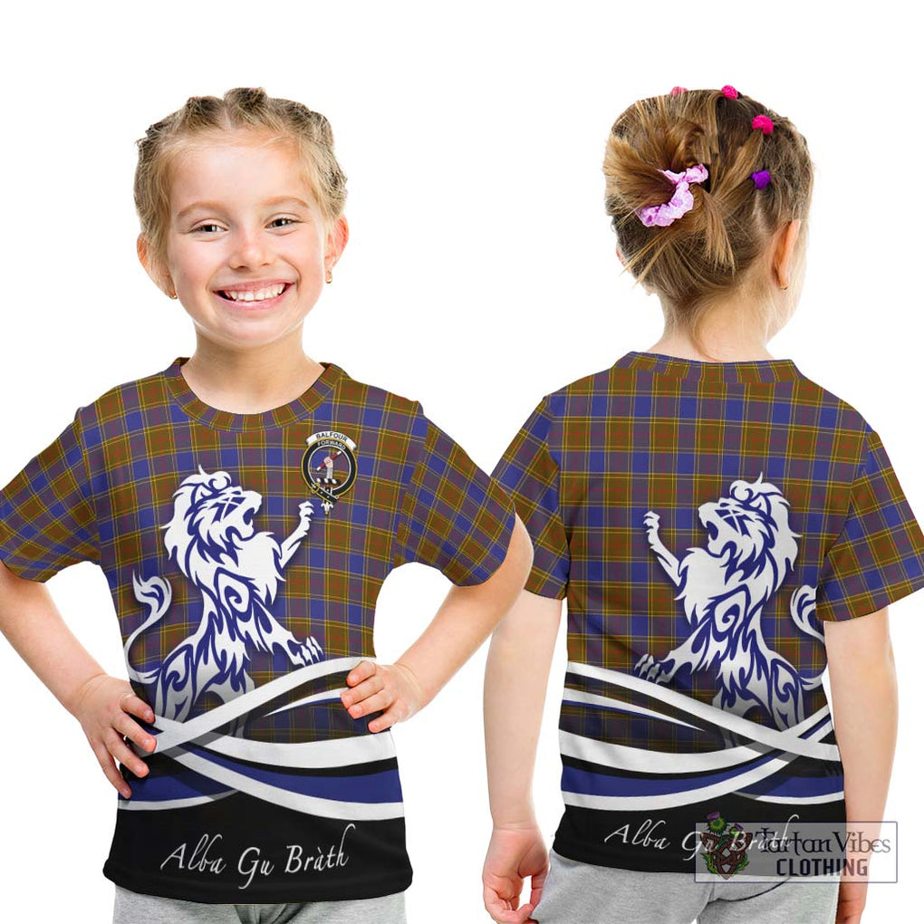 Balfour Tartan Kid T-Shirt with Alba Gu Brath Regal Lion Emblem - Tartanvibesclothing Shop