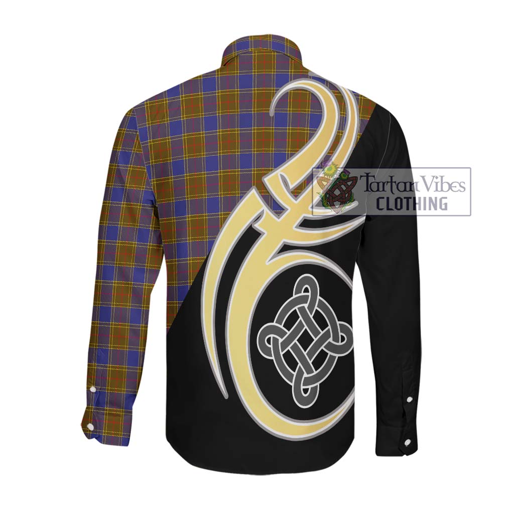 Balfour Tartan Long Sleeve Button Shirt with Family Crest and Celtic Symbol Style Men's Shirt - Tartan Vibes Clothing