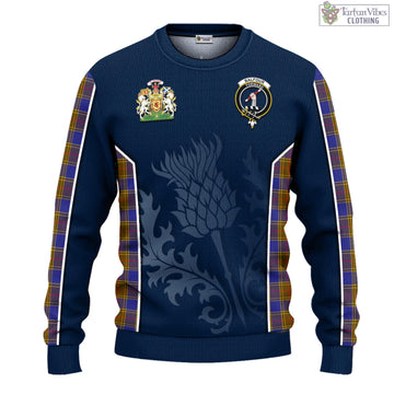 Balfour Tartan Knitted Sweatshirt with Family Crest and Scottish Thistle Vibes Sport Style