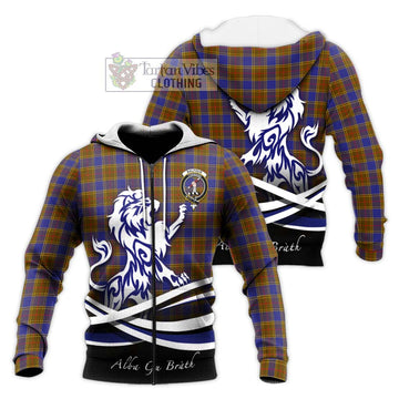 Balfour Tartan Knitted Hoodie with Alba Gu Brath Regal Lion Emblem