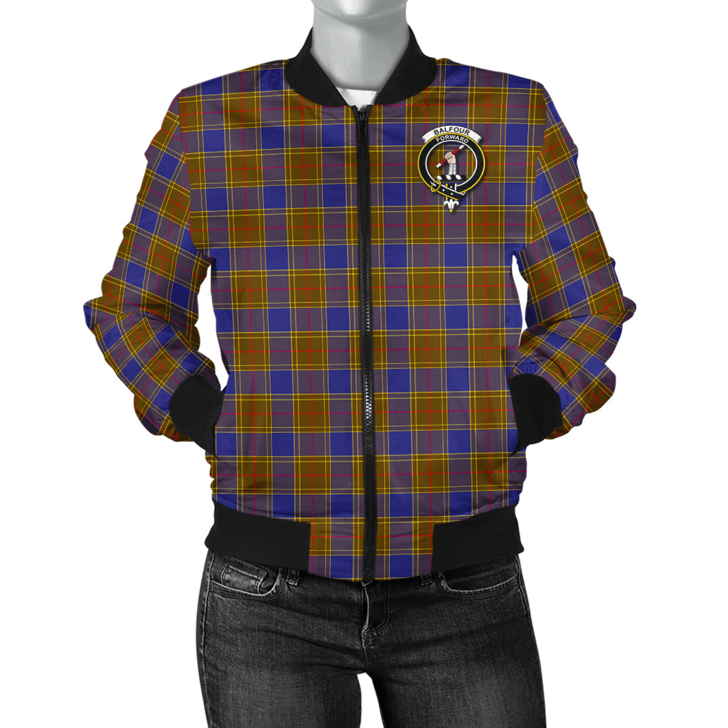 Balfour Modern Tartan Bomber Jacket with Family Crest - Tartanvibesclothing