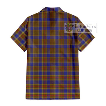 Balfour Tartan Short Sleeve Button Shirt with Family Crest DNA In Me Style