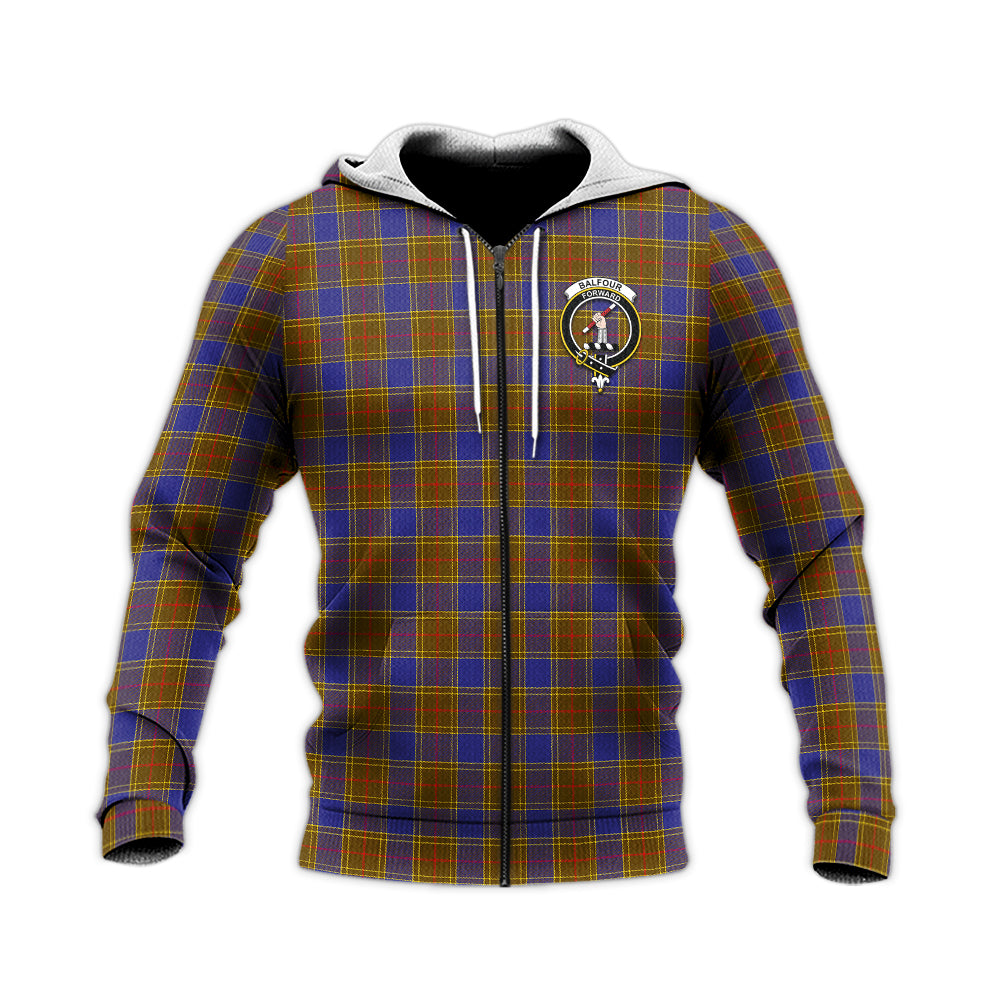 Balfour Modern Tartan Knitted Hoodie with Family Crest Unisex Knitted Zip Hoodie - Tartanvibesclothing