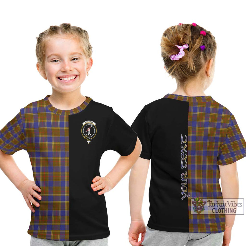 Balfour Tartan Kid T-Shirt with Family Crest and Half Of Me Style - Tartanvibesclothing Shop