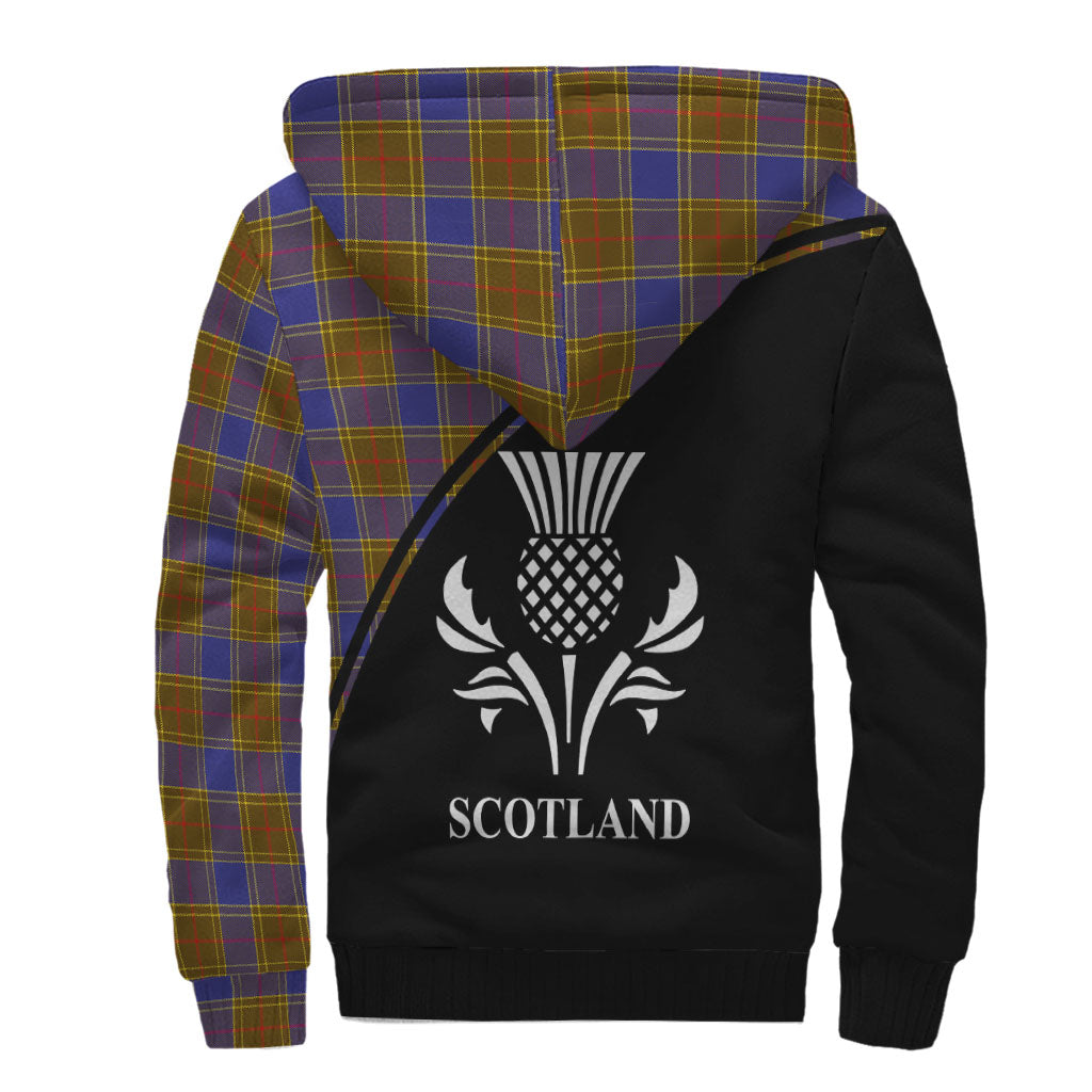 Balfour Modern Tartan Sherpa Hoodie with Family Crest Curve Style - Tartanvibesclothing