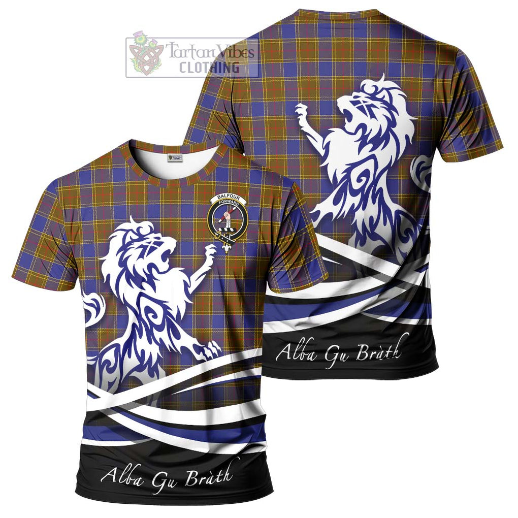 Tartan Vibes Clothing Balfour Modern Tartan Cotton T-shirt with Alba Gu Brath Regal Lion Emblem