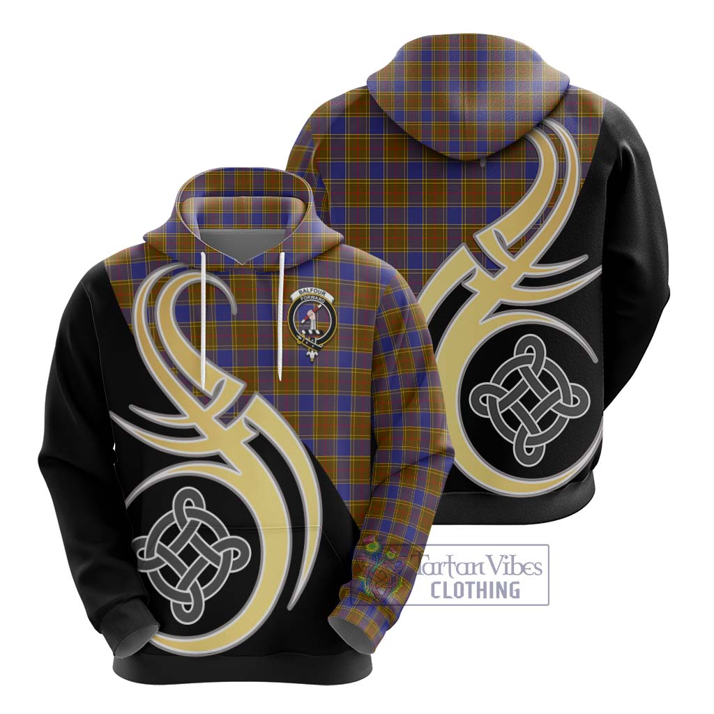 Balfour Tartan Hoodie with Family Crest and Celtic Symbol Style - Tartan Vibes Clothing