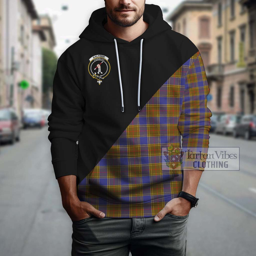 Balfour Tartan Hoodie with Family Crest and Military Logo Style - Tartanvibesclothing Shop