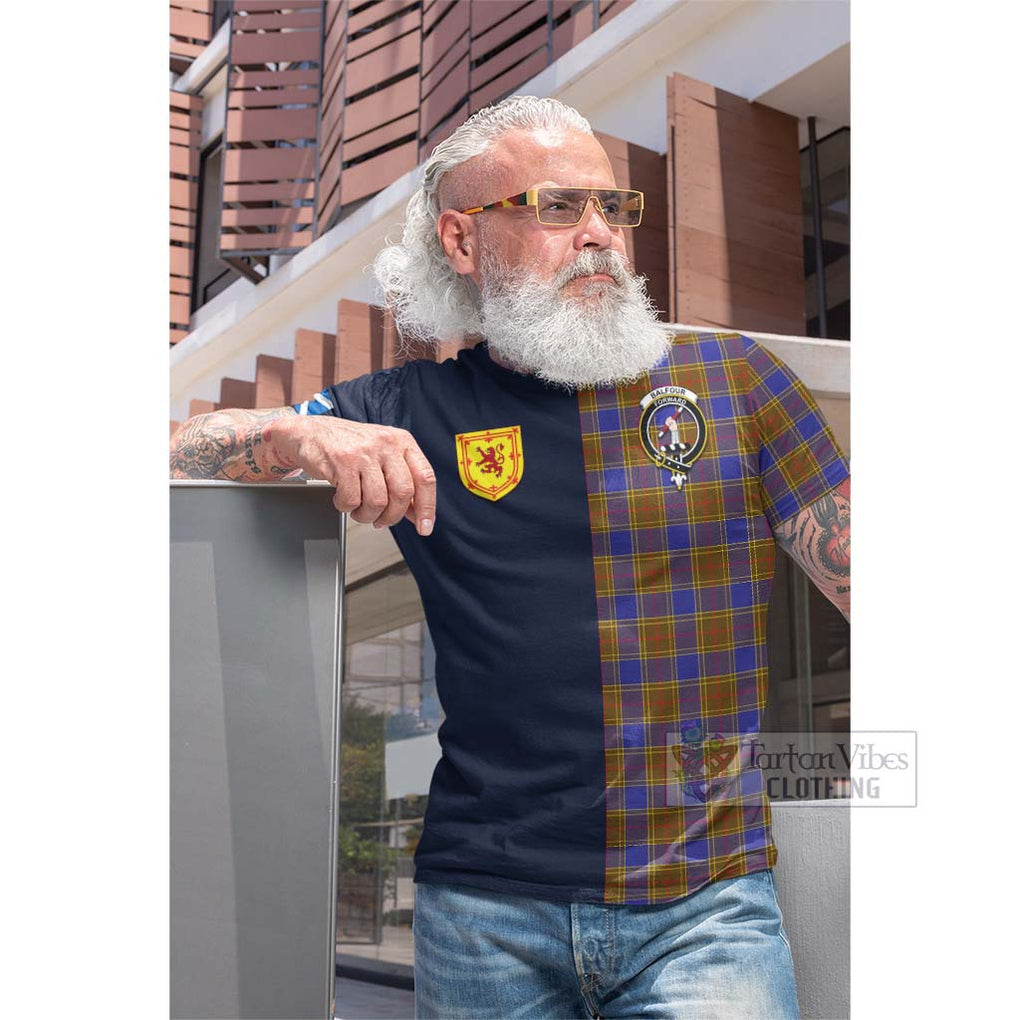 Tartan Vibes Clothing Balfour Modern Tartan Cotton T-shirt with Scottish Lion Royal Arm Half Style