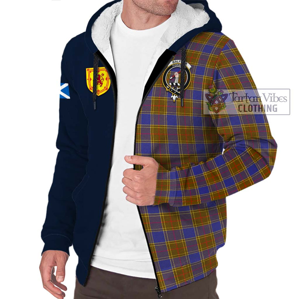 Tartan Vibes Clothing Balfour Modern Tartan Sherpa Hoodie with Scottish Lion Royal Arm Half Style