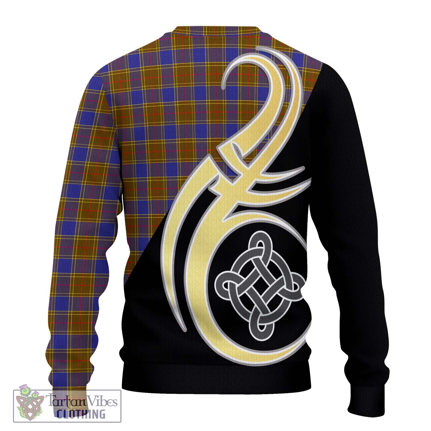 Balfour Tartan Knitted Sweater with Family Crest and Celtic Symbol Style - Tartan Vibes Clothing